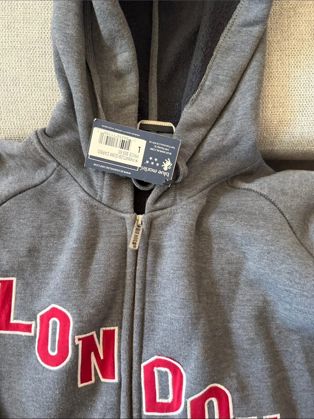 Gray Zip Hoodie with Red 